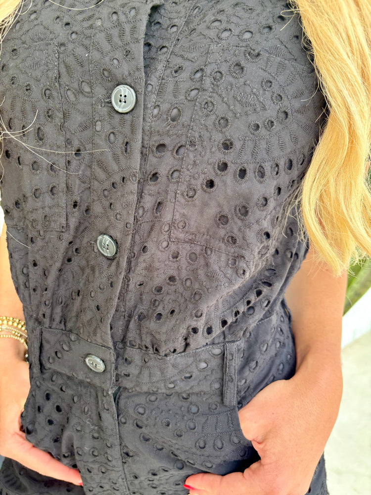 Avril Black Eyelet Romper