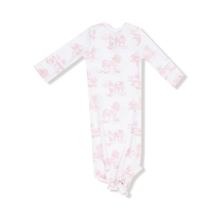 Farm Toile Pink Knotted Gown