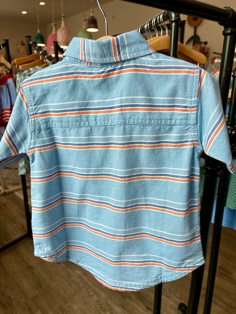 Blue Summer Stripe Button Down Shirt