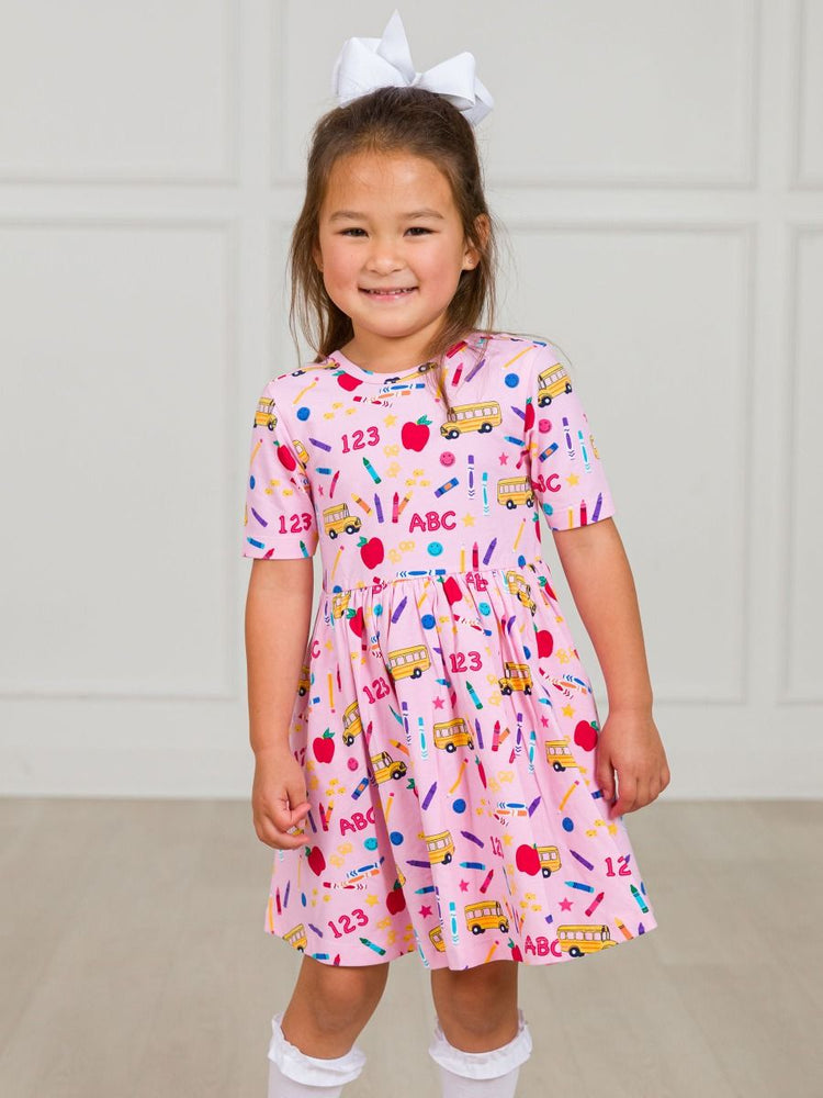 Pink School House Knit S/S Twirl Dress