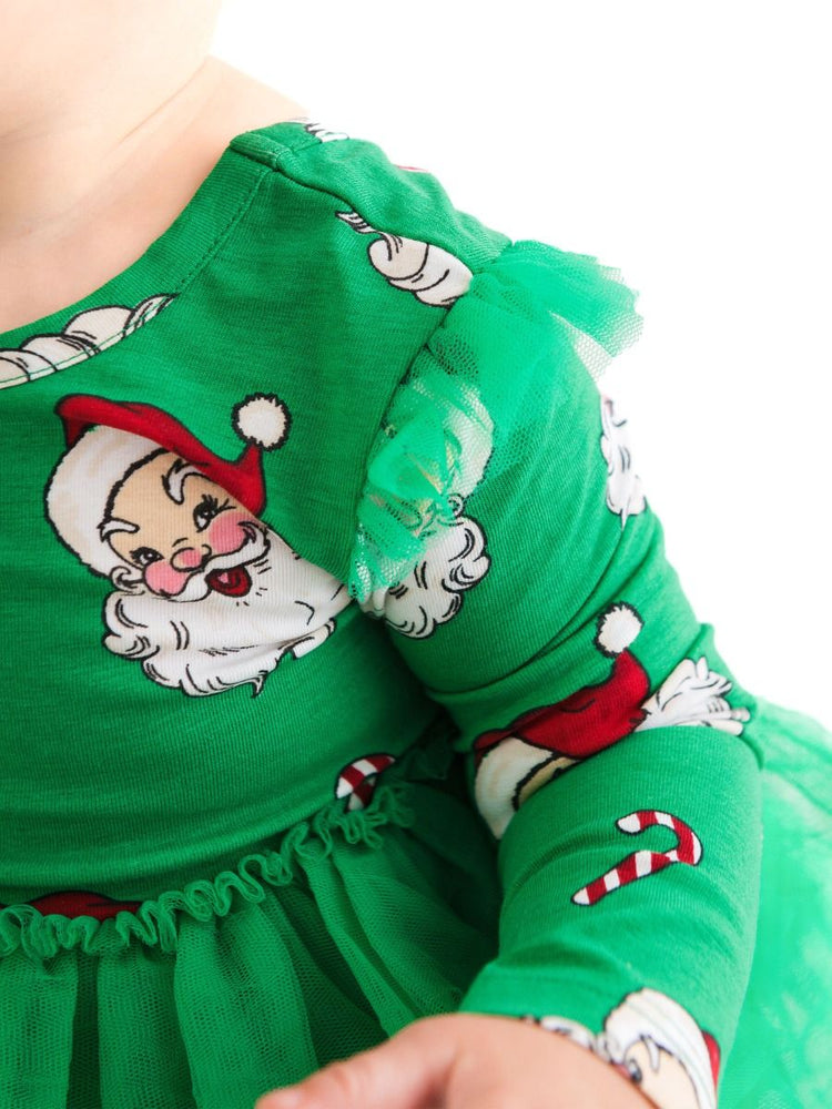 Green Santa Joy Flutter Tulle LS Twirl Dress