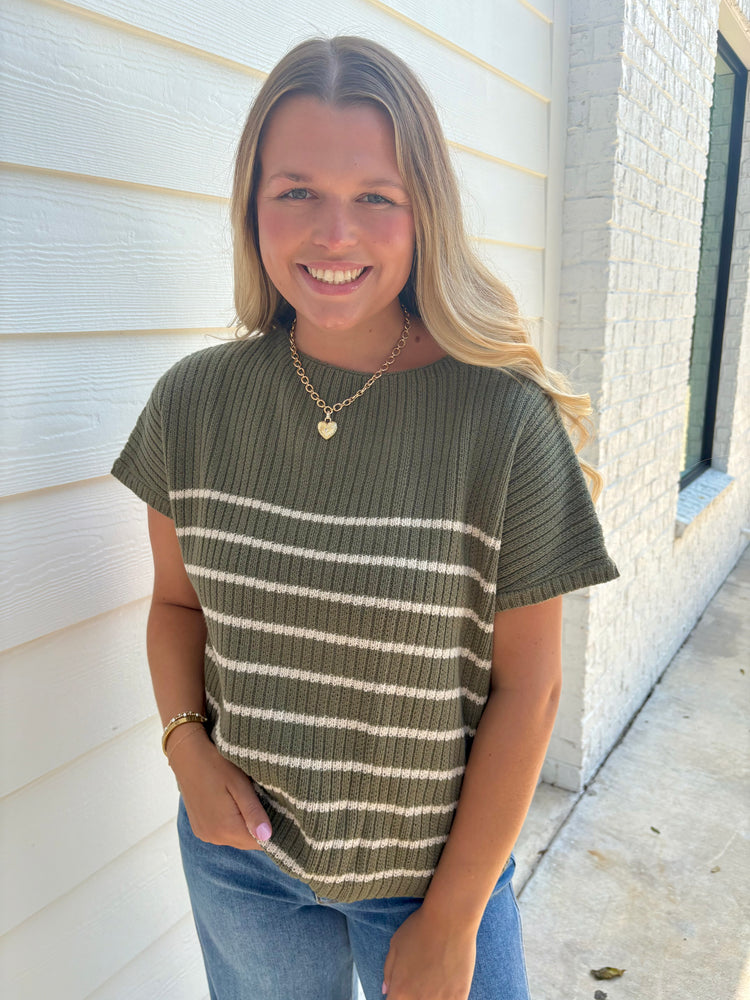 On The Run Striped Sweater Top