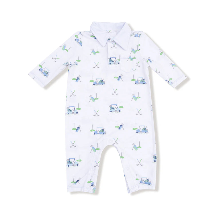 Blue Baby Golf Carts Polo Romper