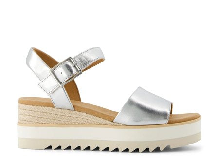 Toms Diana Silver Wedge Sandal