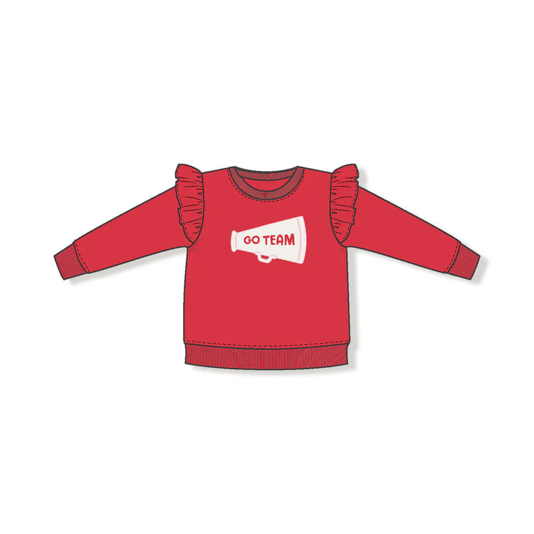 French Terry Red Varsity Ruffle Sweatshirt