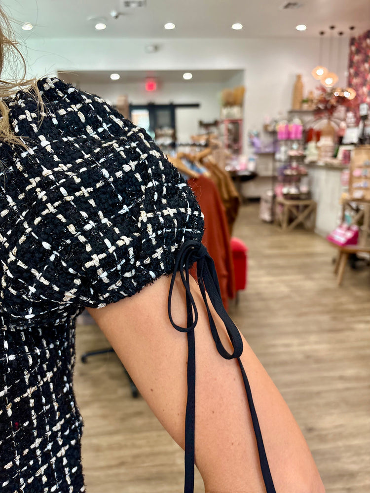 Cassandra Black Tweed Top