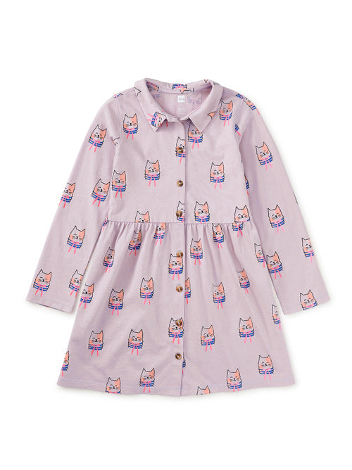 Bowtie Cats Collared LS Shirtdress