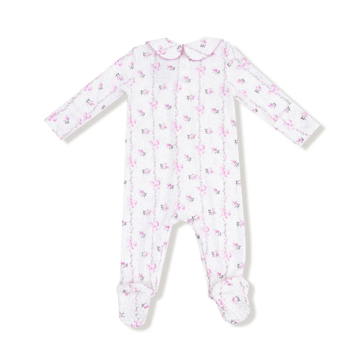 Dainty Buds & Bows Stripe Smocked Footie