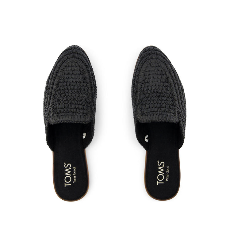 Toms Black Rafia Jade Flat