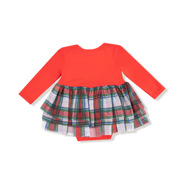 Holiday Plaid LS Tutu Bodysuit