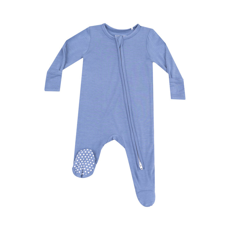 Solid Country Blue Zipper Footie