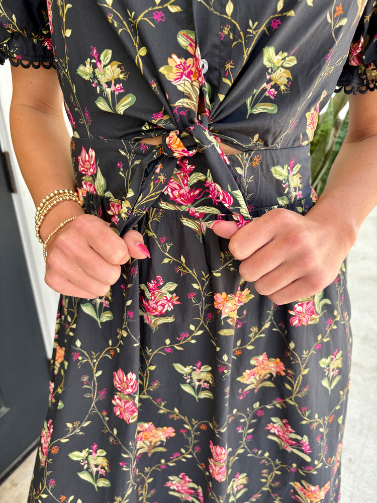 Vino Sipping Floral Midi