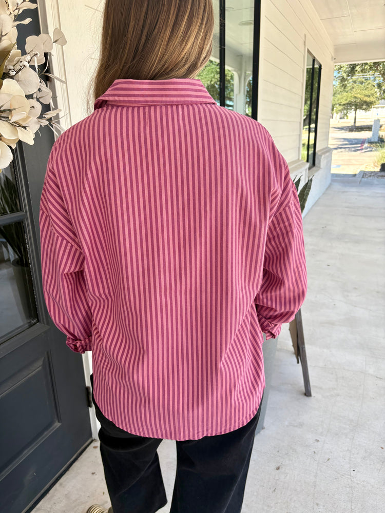 Lilas Stripe Adrianna Button-Up Shirt