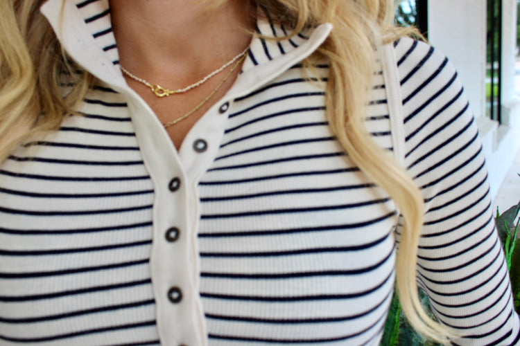 Lake Henley Stripe Top