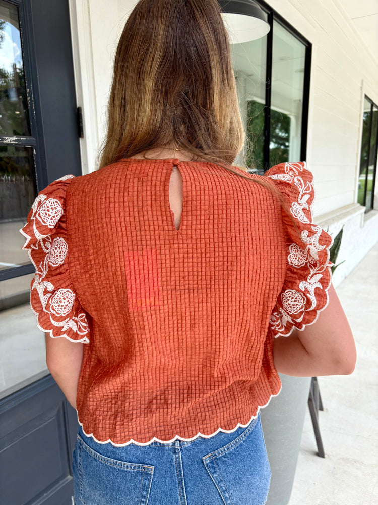 The Eyes of Texas Embroidered Top
