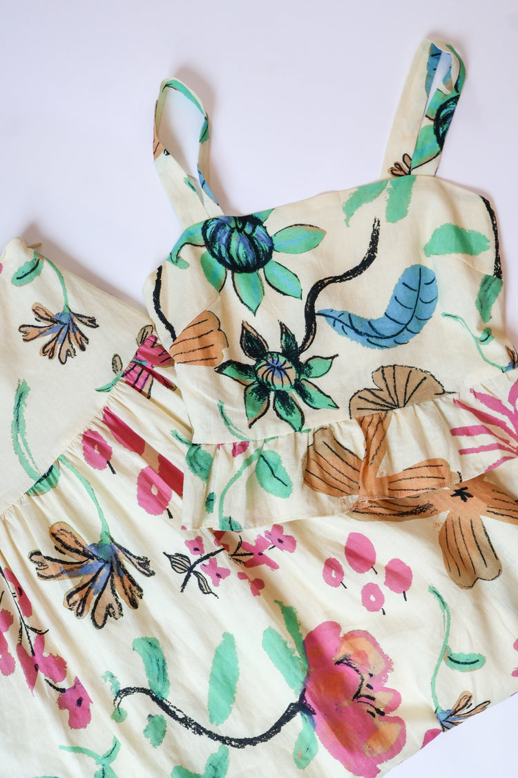 Bella Yellow Floral Peplum Top