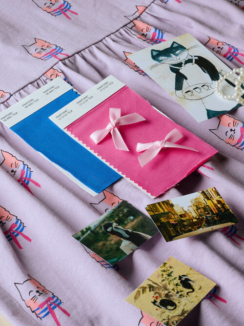 Bowtie Cats Collared LS Shirtdress