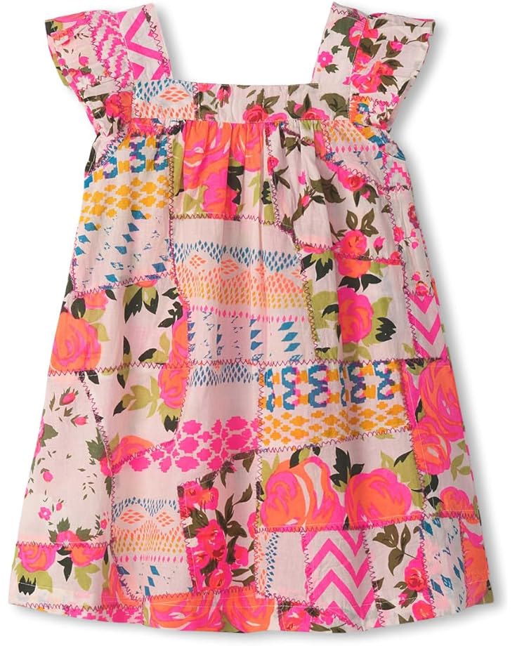 Floral Patchwork Flutter Puff Dress