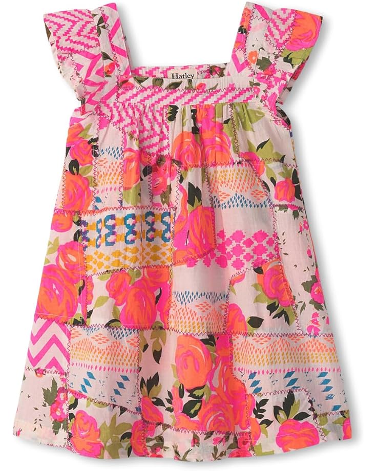 Floral Patchwork Flutter Puff Dress