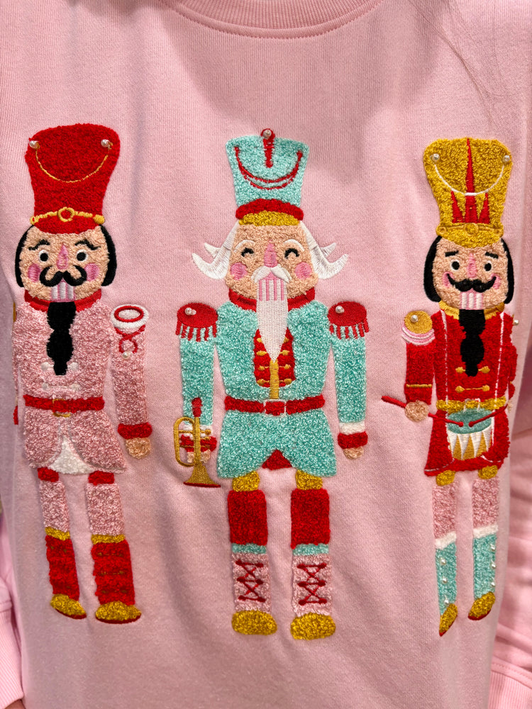 Whimsy Nutcracker Pink Crew Neck Sweatshirt