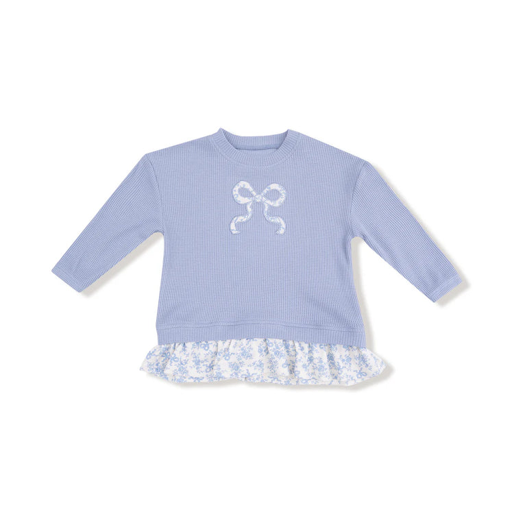 Romi Floral Waffle Pullover Bow Set
