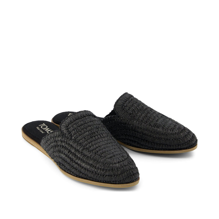 Toms Black Rafia Jade Flat