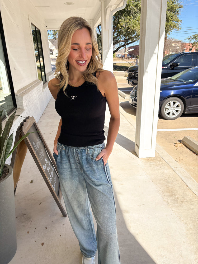 Trendsetter Faux Denim Track Pants