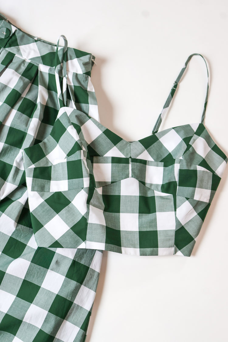 Annie Green Gingham Crop Tank Top