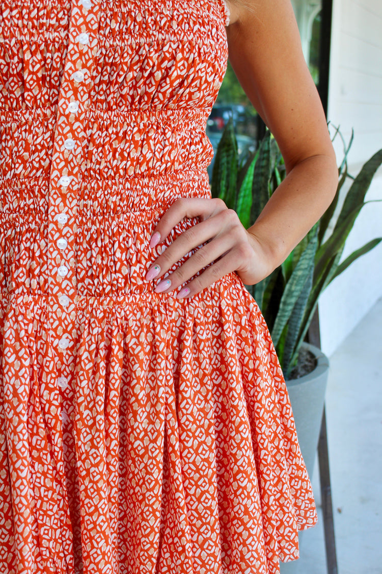 In The Moment Smocked Mini Dress