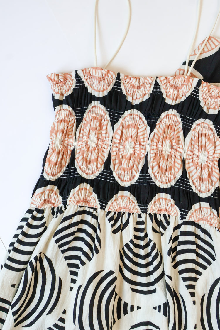 Midnight Shell Smocked Midi Dress