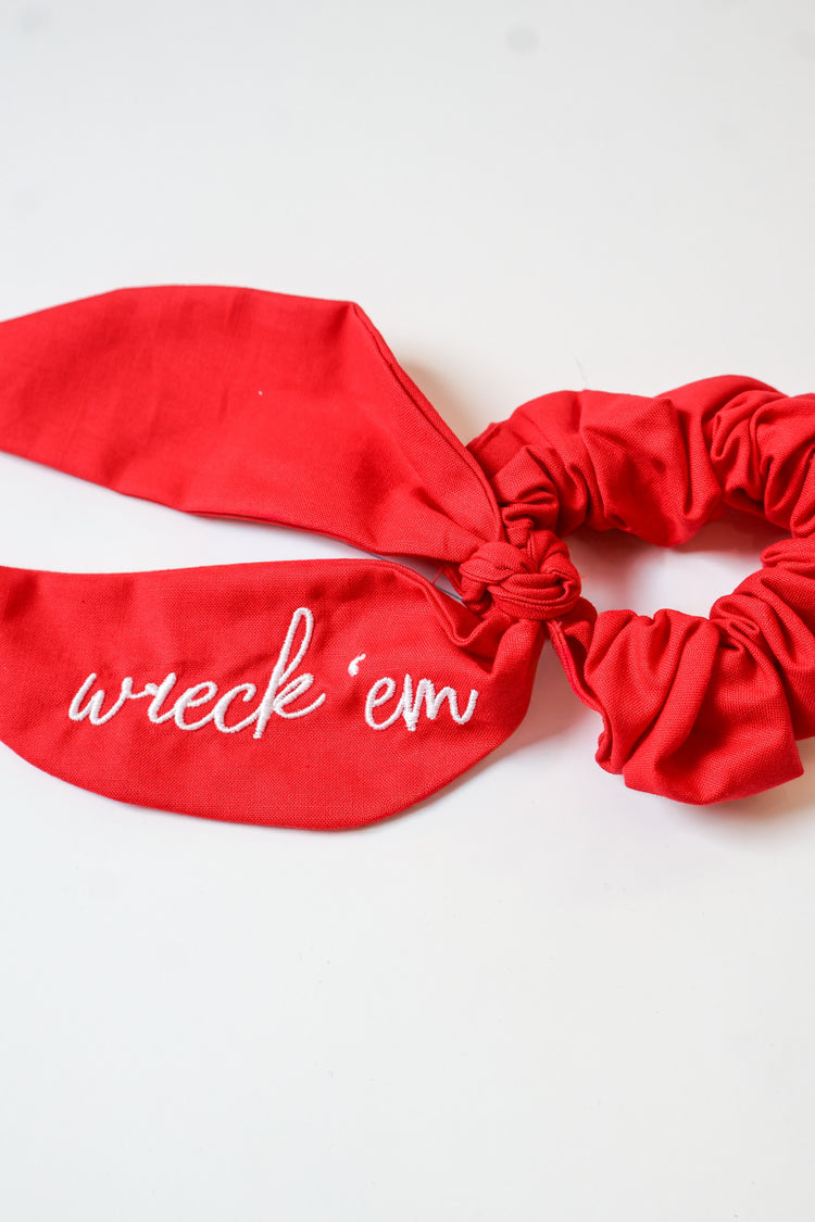 Game Day Embroidered Scrunchie w/Tails
