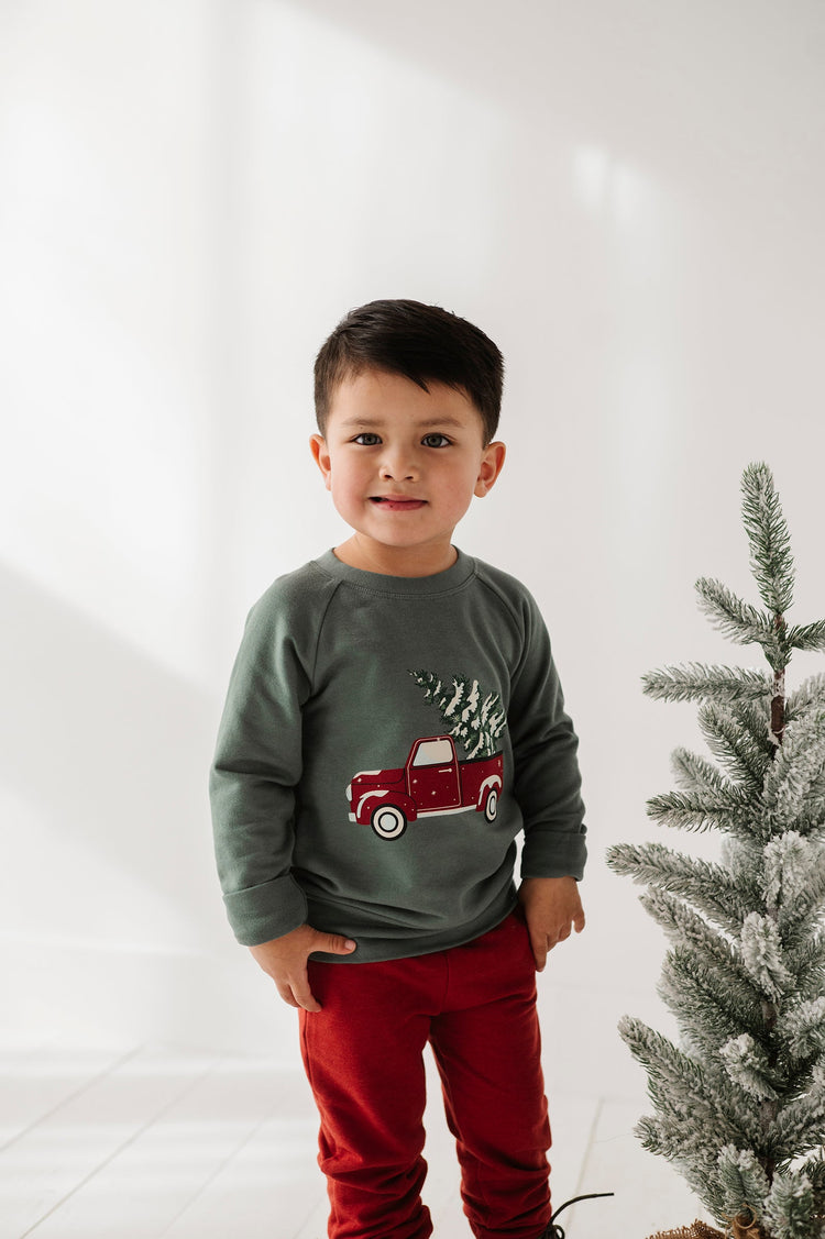 Christmas Truck Raglan Sweatshirt