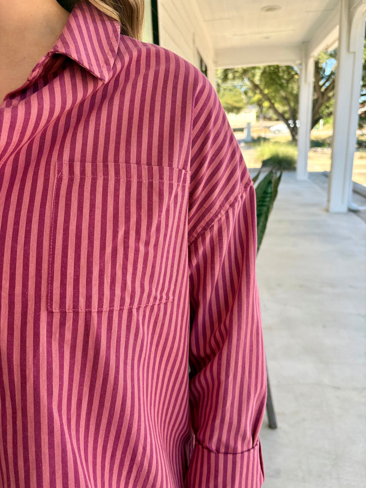 Lilas Stripe Adrianna Button-Up Shirt