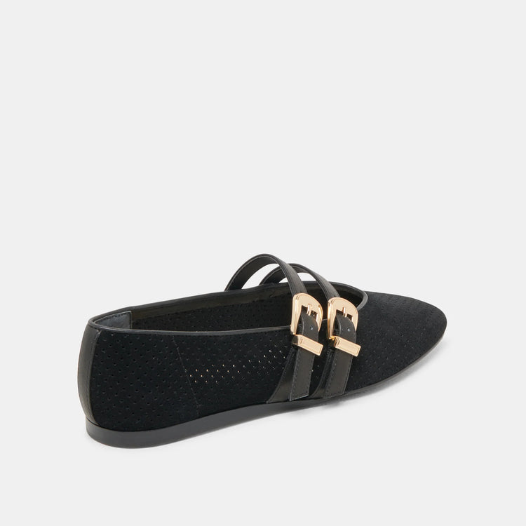 Baylee Grommet Onyx Suede Ballet Flats