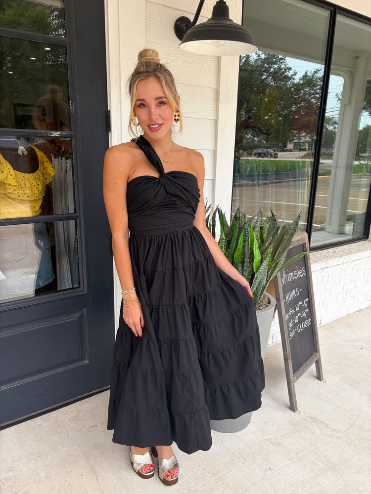 A Night Out One Shoulder Midi Dress