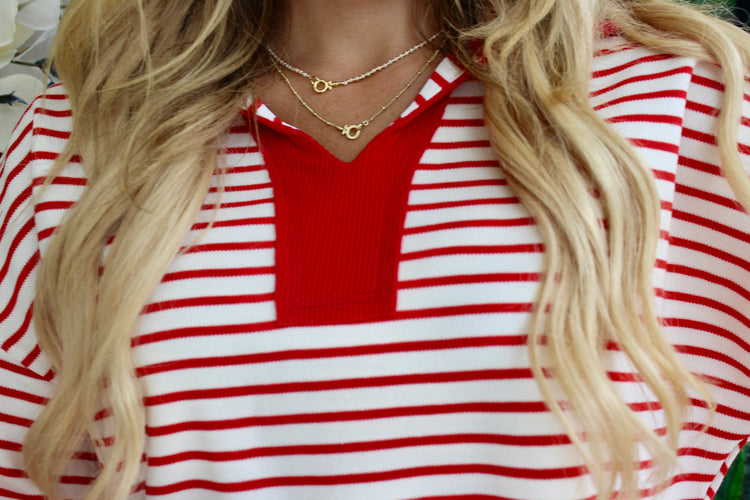 Striped Idea Cherry Red Top