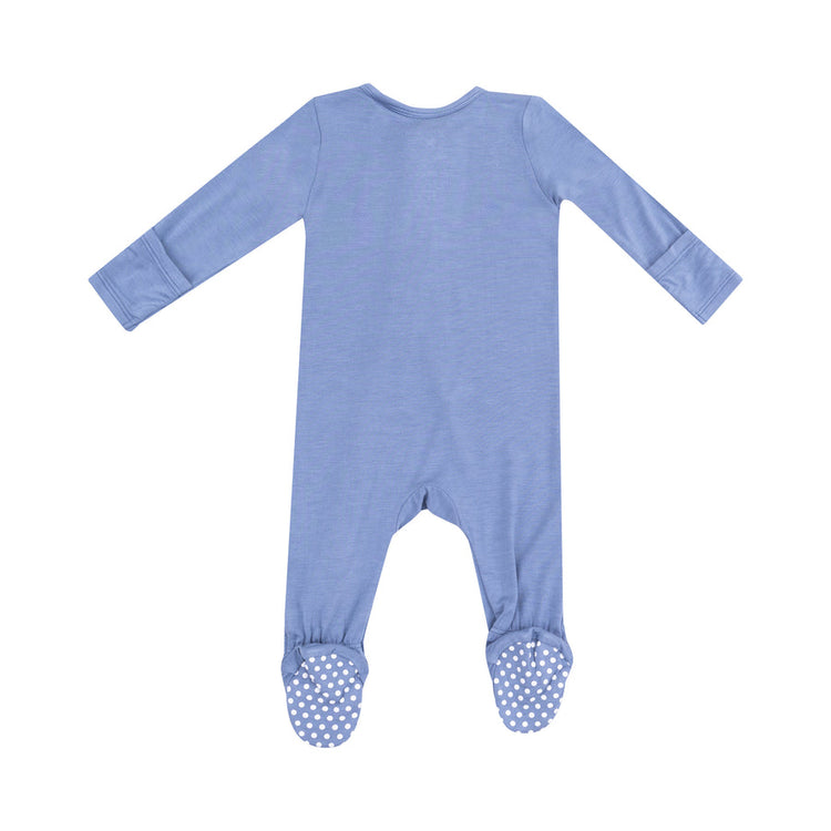 Solid Country Blue Zipper Footie