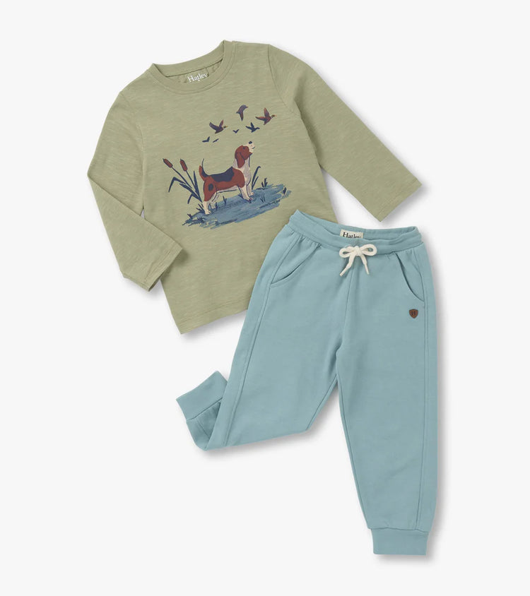 Hunting Dog Graphic Tee & Jogger Set