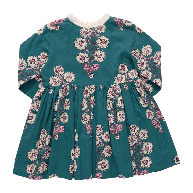 Evergreen Buttercup Floral Autumn Dress