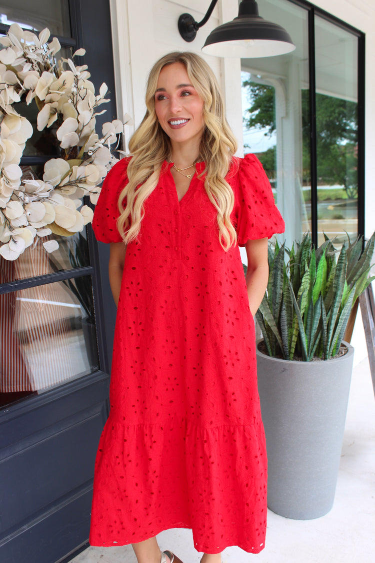 Villa Nova Eyelet Midi Dress