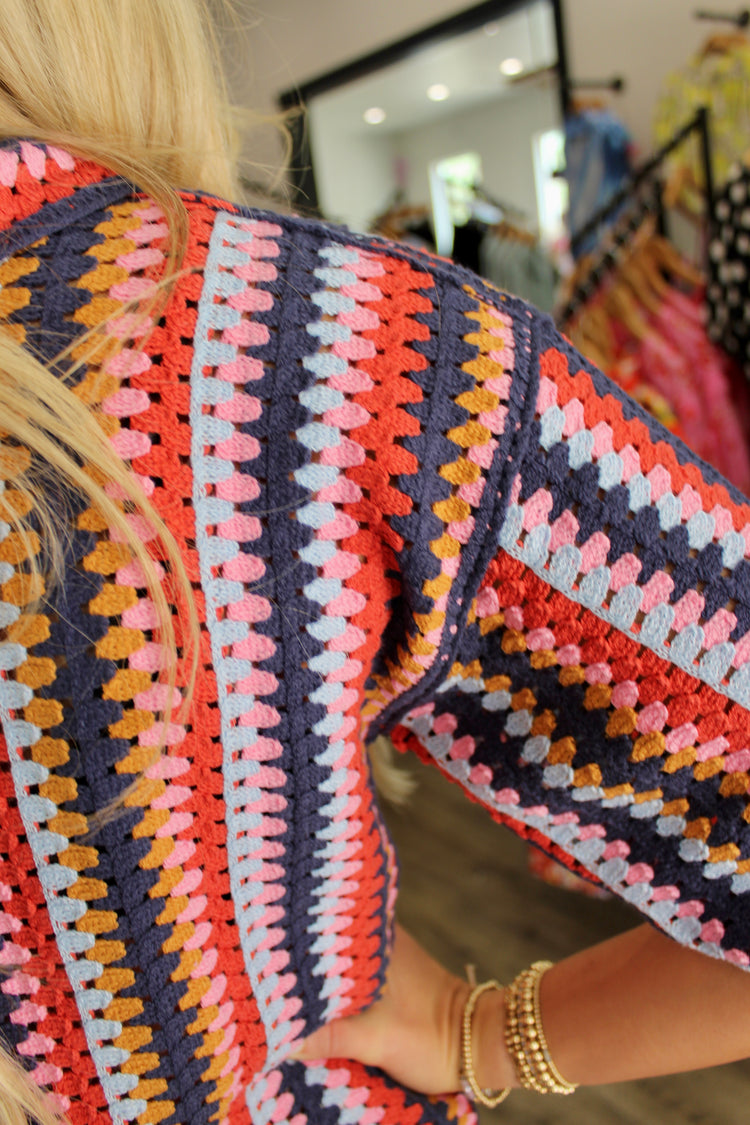 Akira Crochet Knit Pullover
