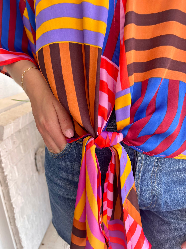 Really Radiant Striped Kimono