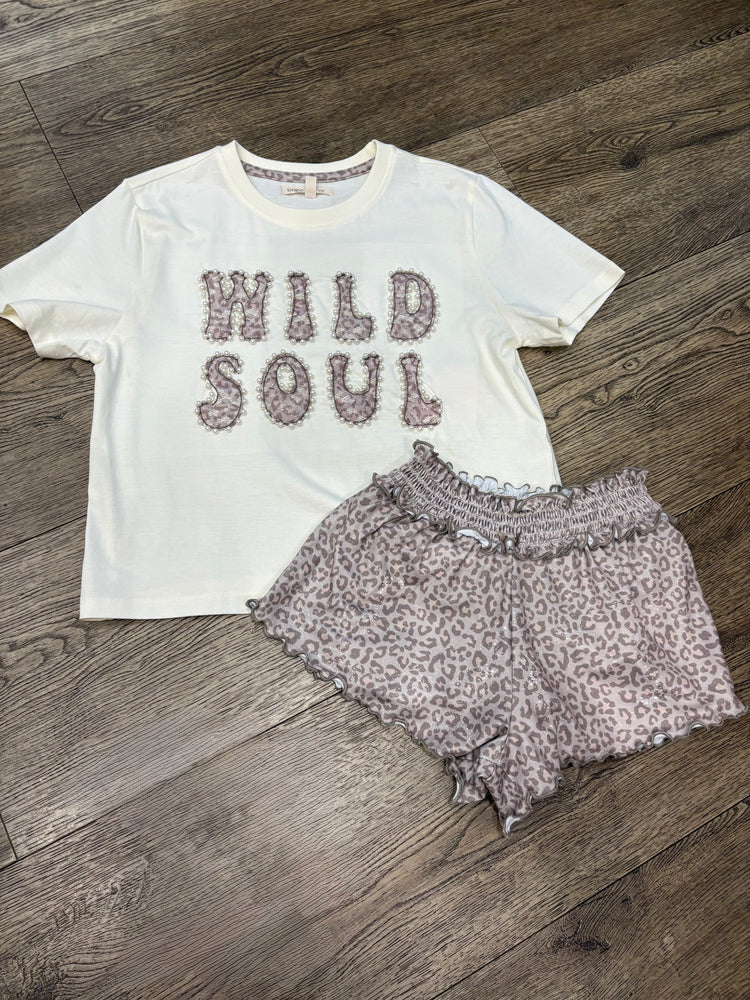 Smocked Waistband Ruffle Skort Animal Print