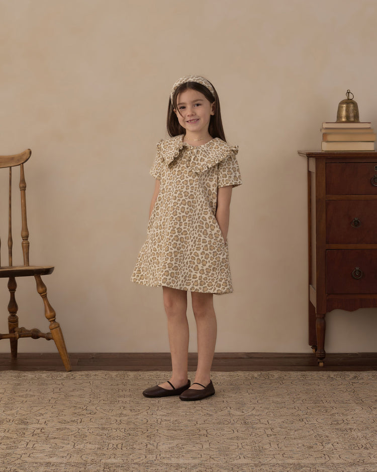 Leopard Collared Denim Mini Dress