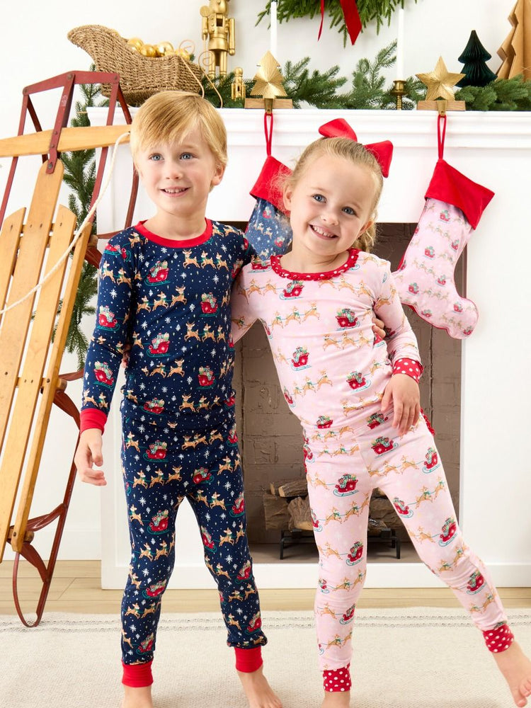 Navy Reindeer Sleigh Ride LS PJ Set