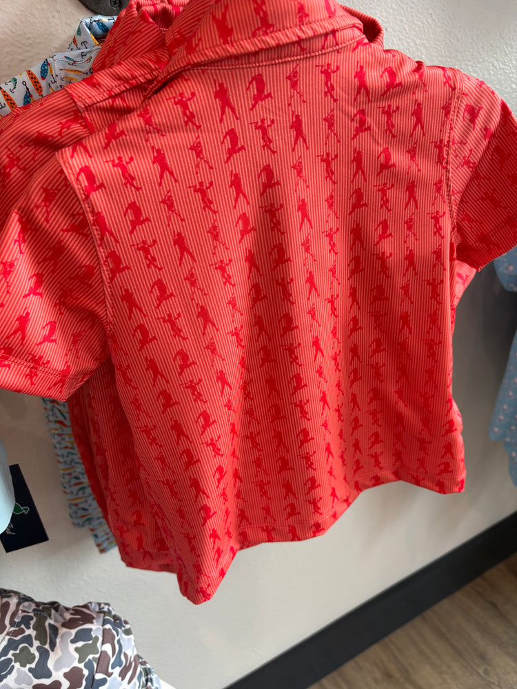 Miles Performance Red Baseball Player Print SS Polo