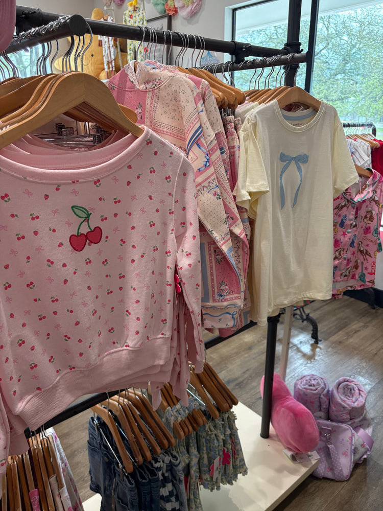 Micro Berry All Over Print Wide Neck Sweatshirt