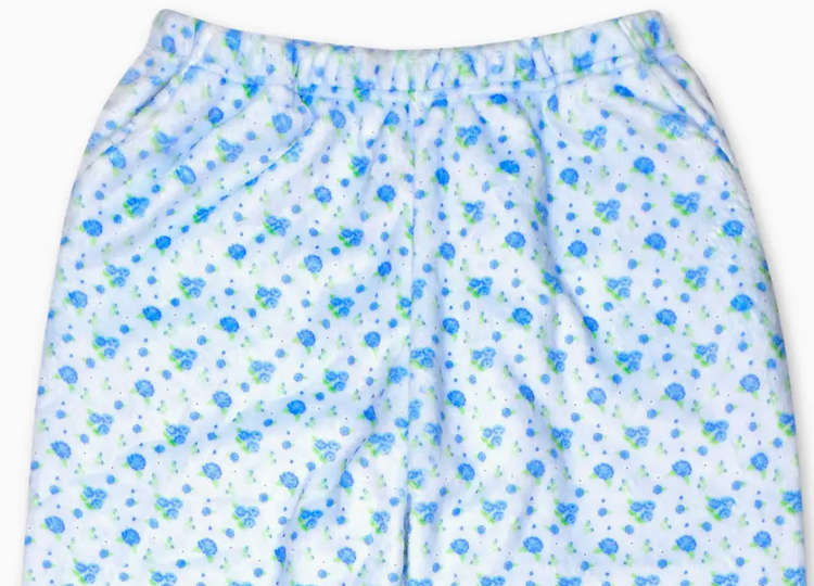 Blue Ditsy Plush Pants