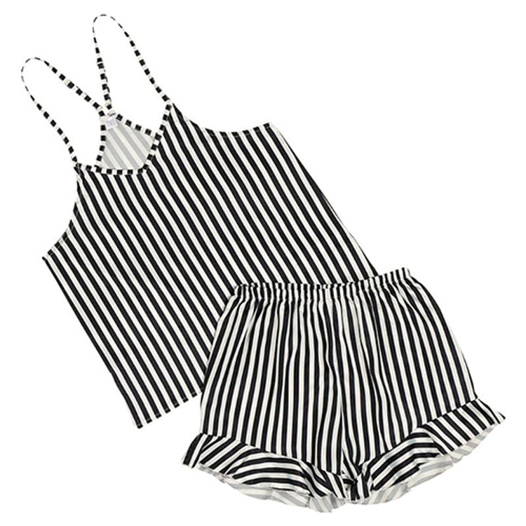Bella Apparel Cami + Ruffled Stripe Shorts PJ Set