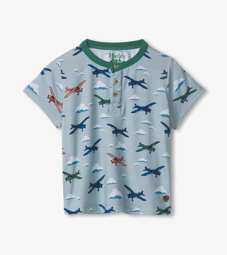 Airplanes Bamboo Henley Tee